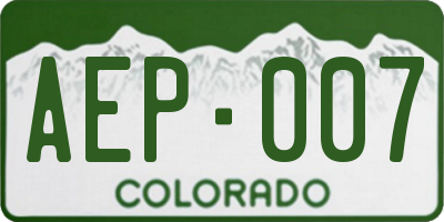 CO license plate AEP007