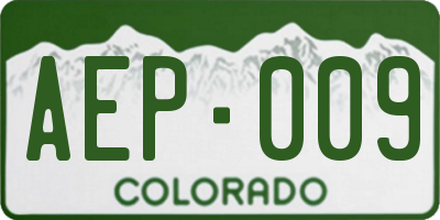 CO license plate AEP009