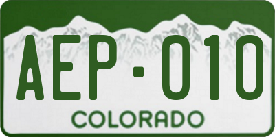 CO license plate AEP010