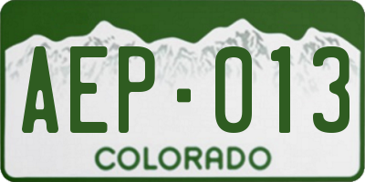 CO license plate AEP013
