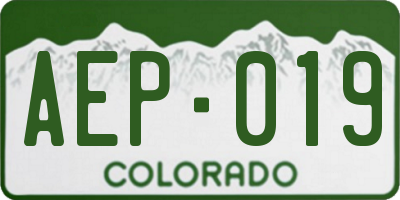 CO license plate AEP019