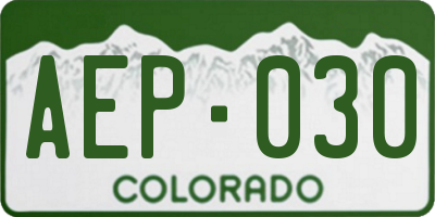 CO license plate AEP030