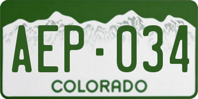 CO license plate AEP034