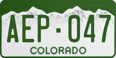 CO license plate AEP047