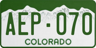 CO license plate AEP070