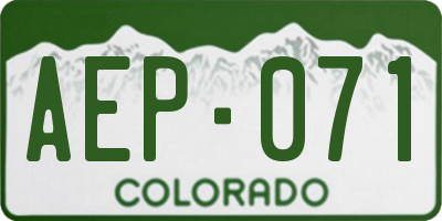 CO license plate AEP071