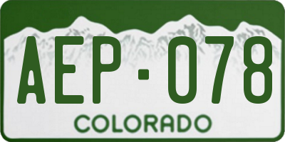 CO license plate AEP078