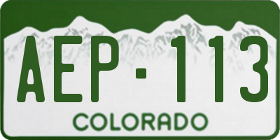 CO license plate AEP113