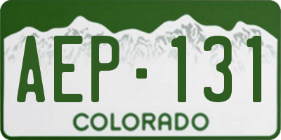 CO license plate AEP131