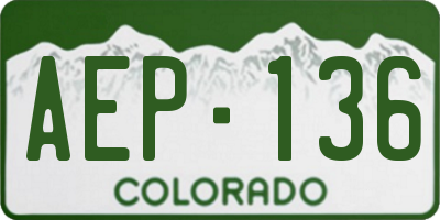 CO license plate AEP136