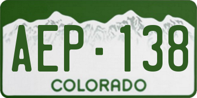 CO license plate AEP138