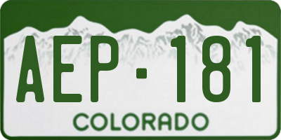 CO license plate AEP181
