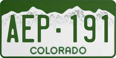 CO license plate AEP191