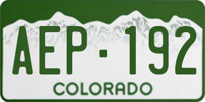 CO license plate AEP192