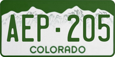 CO license plate AEP205