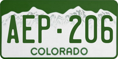 CO license plate AEP206