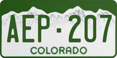 CO license plate AEP207