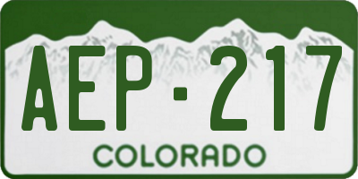 CO license plate AEP217