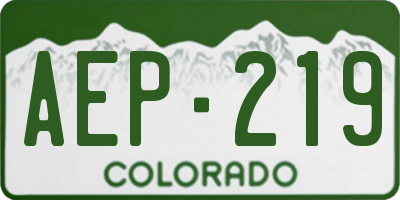 CO license plate AEP219
