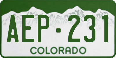 CO license plate AEP231