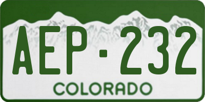 CO license plate AEP232
