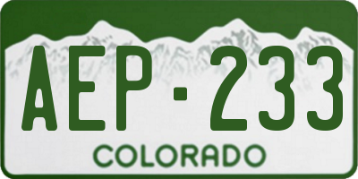 CO license plate AEP233