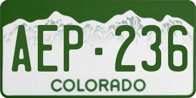 CO license plate AEP236