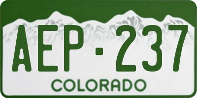 CO license plate AEP237