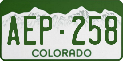 CO license plate AEP258