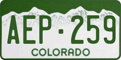 CO license plate AEP259