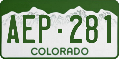 CO license plate AEP281