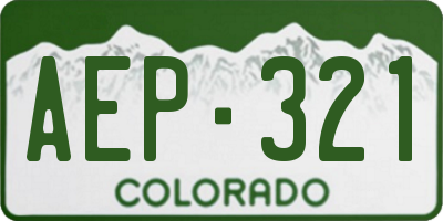 CO license plate AEP321