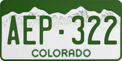 CO license plate AEP322