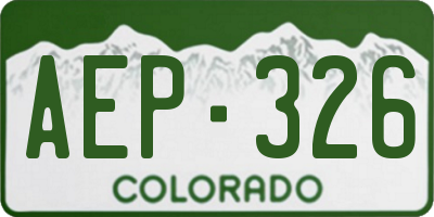 CO license plate AEP326