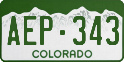 CO license plate AEP343