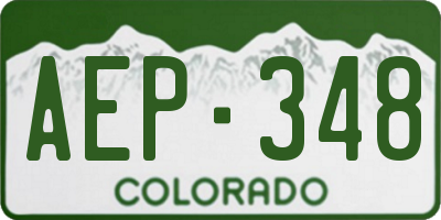 CO license plate AEP348