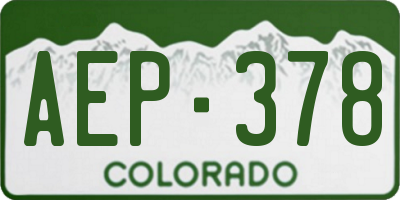 CO license plate AEP378
