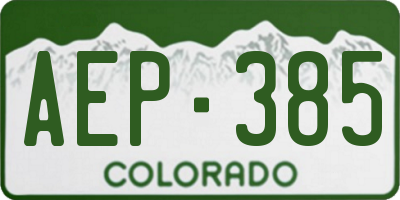 CO license plate AEP385