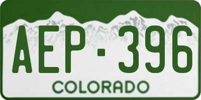 CO license plate AEP396