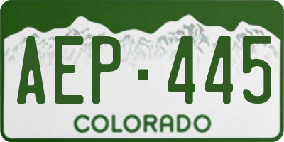 CO license plate AEP445