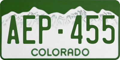 CO license plate AEP455