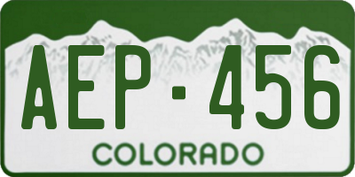 CO license plate AEP456
