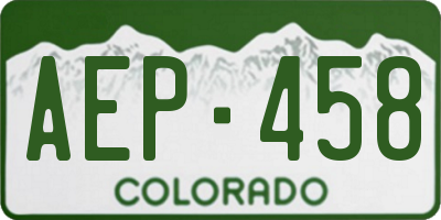CO license plate AEP458