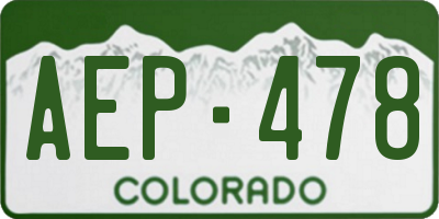 CO license plate AEP478