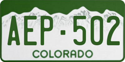 CO license plate AEP502