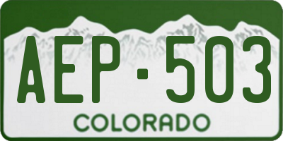 CO license plate AEP503