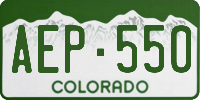 CO license plate AEP550