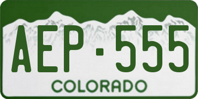 CO license plate AEP555