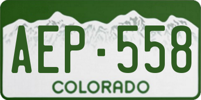 CO license plate AEP558