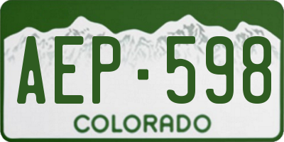 CO license plate AEP598